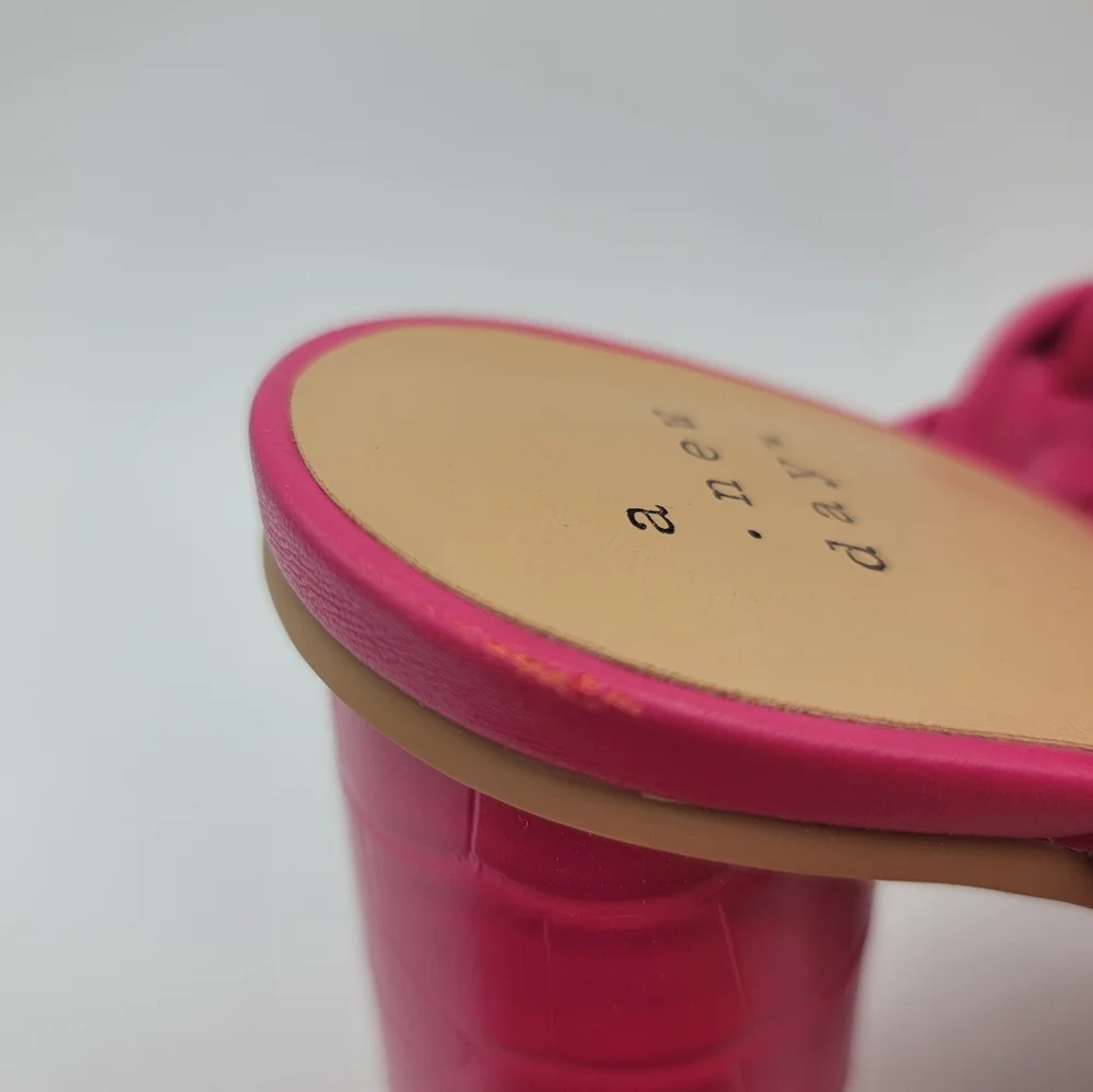 A New Day Basil Braided Block Heel Sandals Magenta Pink Size 6.5 Mules - Picture 4 of 13